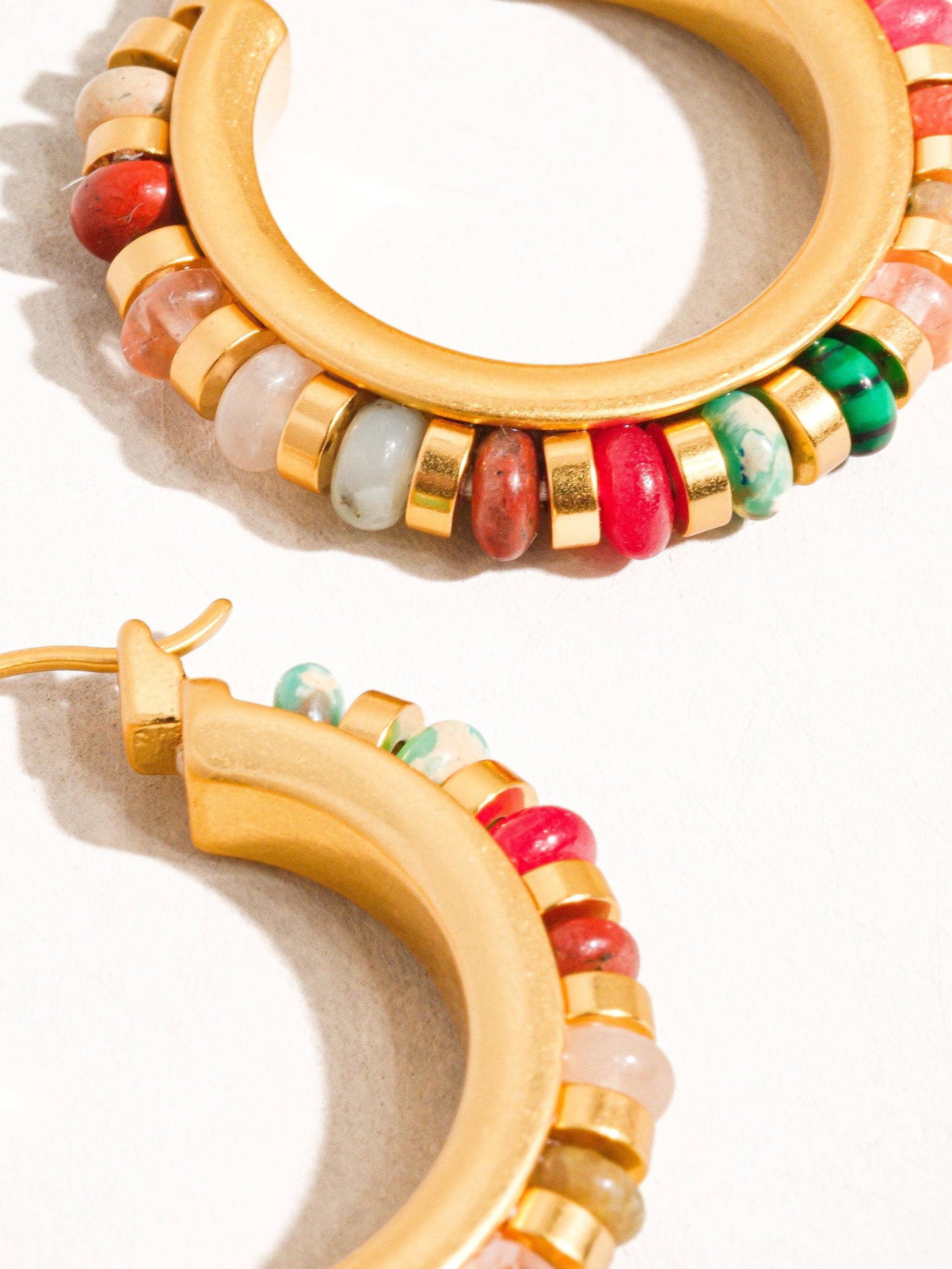 Katherine - 18K Gold Plated Pearl Resort Hoop Earrings: Multicolor