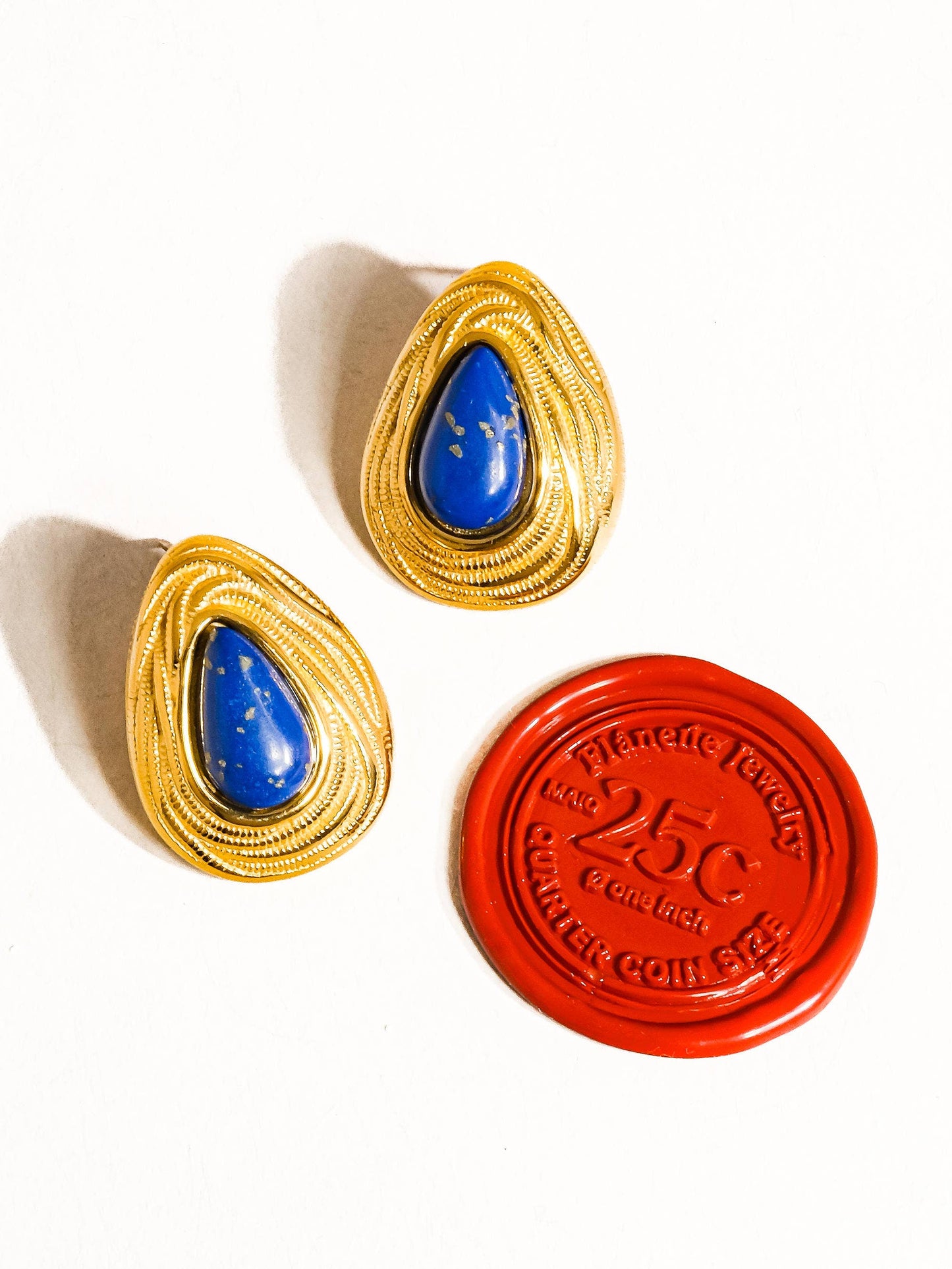 Christine - Lapis Lazuli Droppörhängen – 18K Guldplätering
