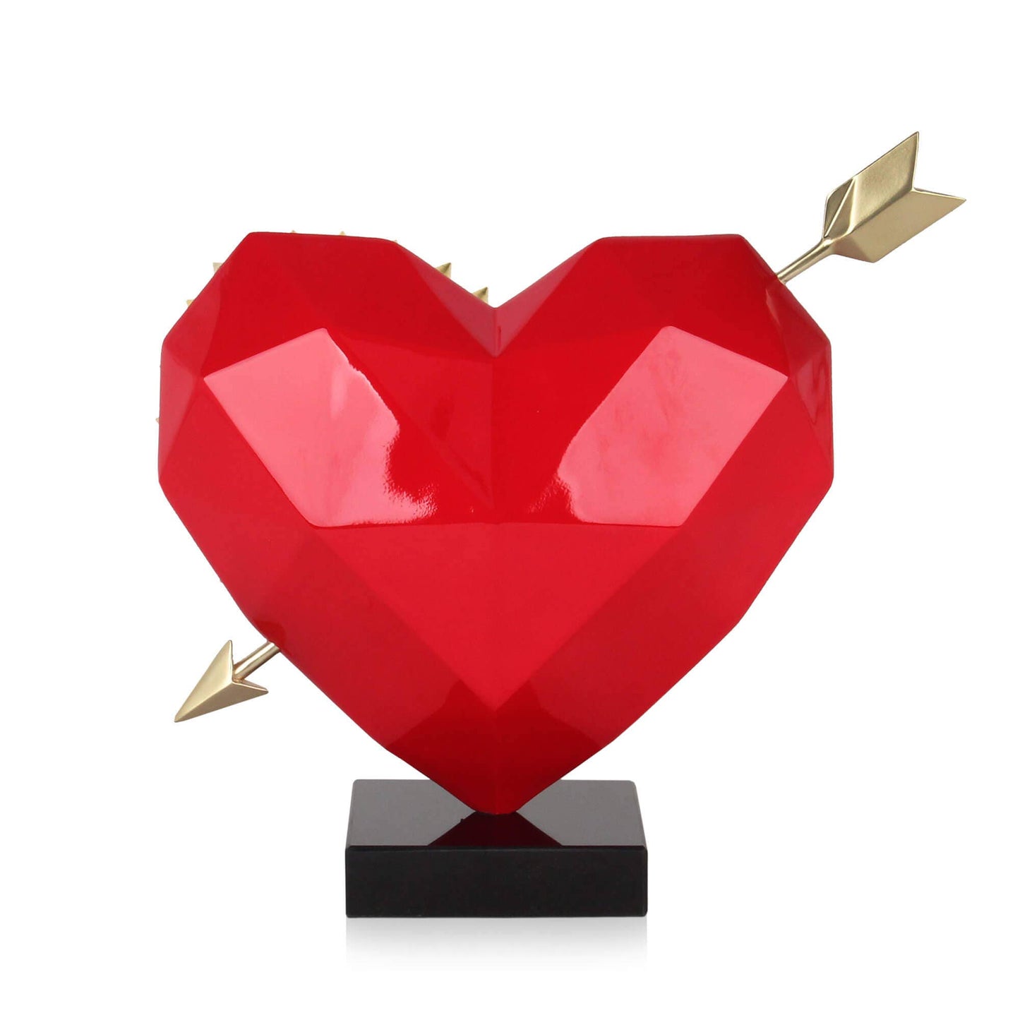 Modern Faceted Sculpture - Heart with marble base