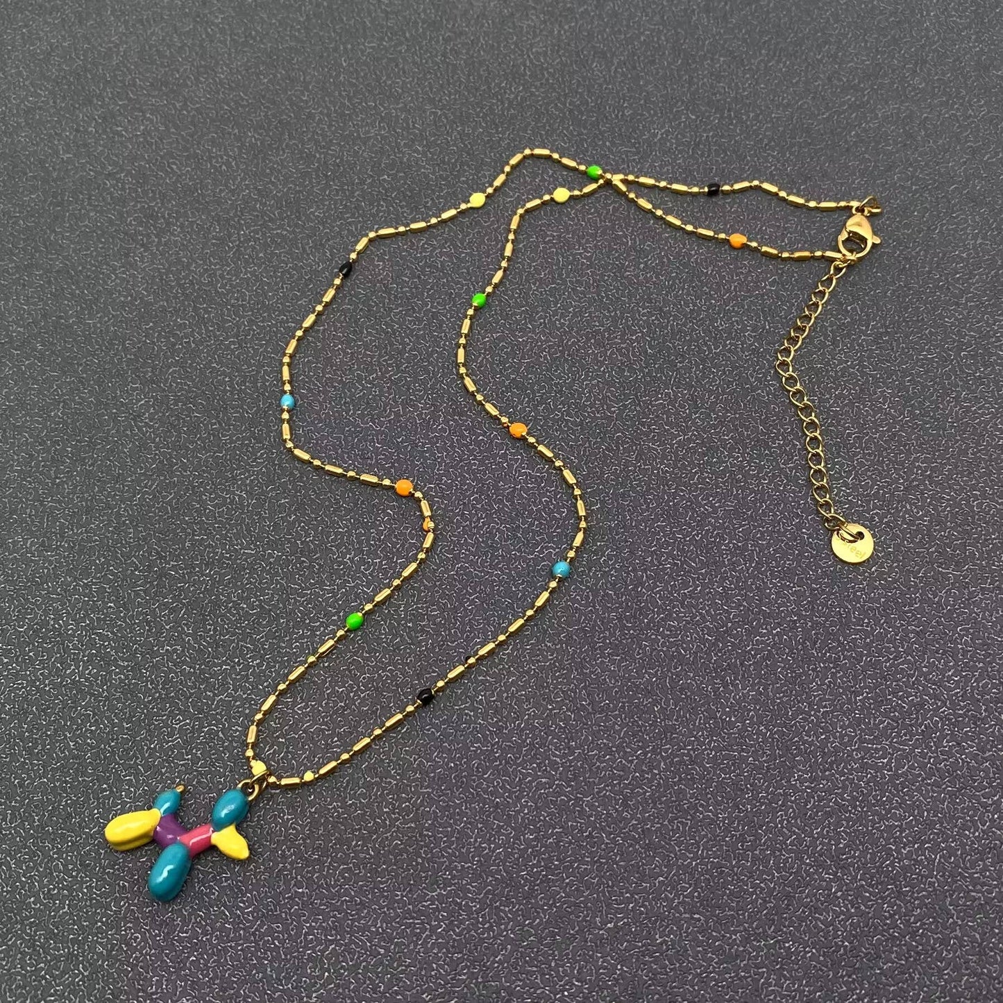 Ballonghund Berlock Halsband – 18K Guldpläterat - Färgglad