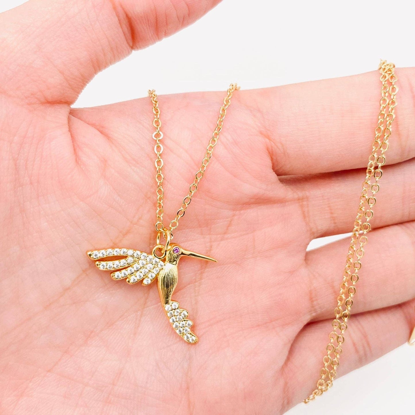 Hackspett Fågel Smycke - 18K Guldpläterat - Halsband med Berlock