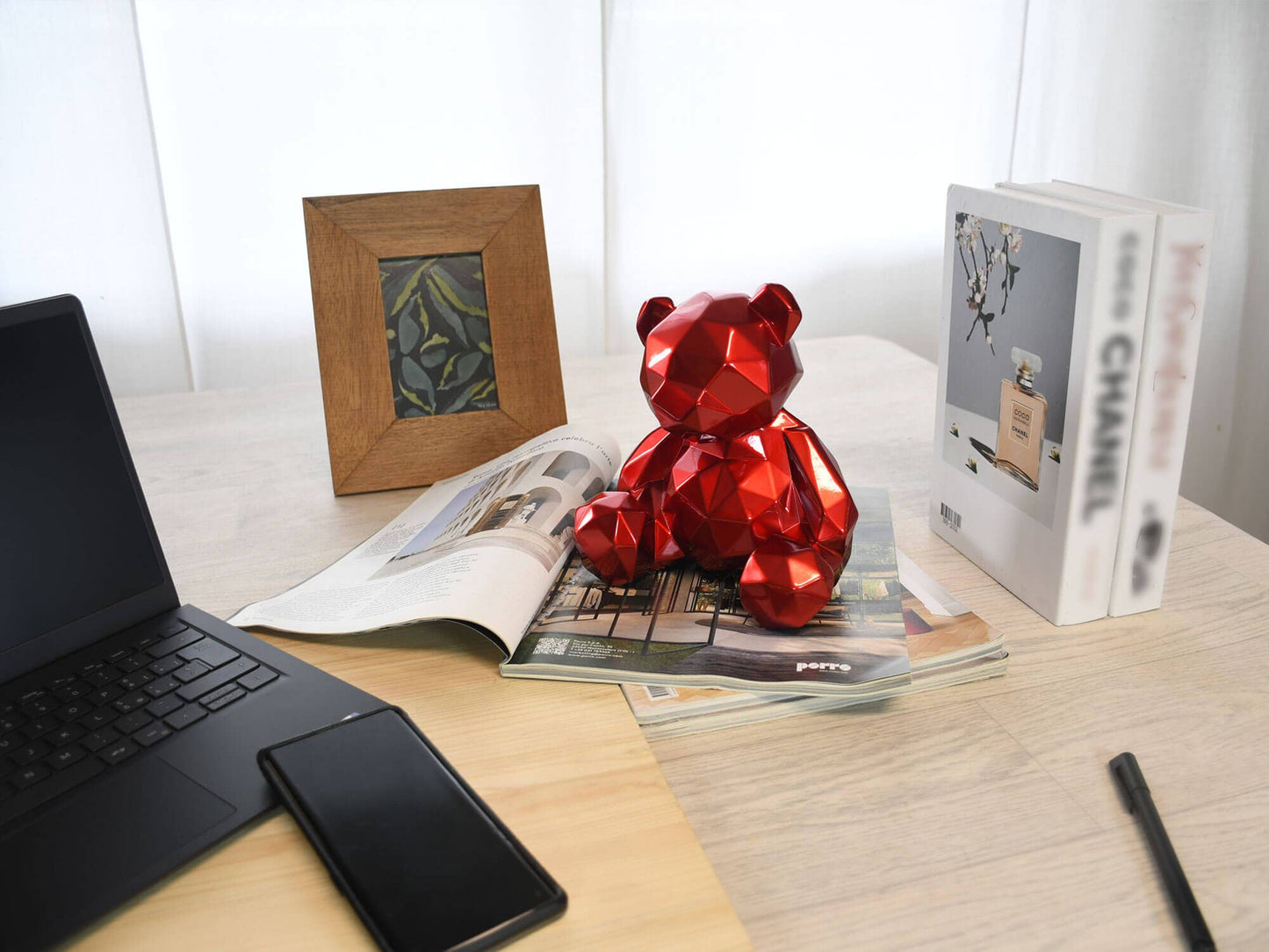 Red Teddy Bear - Sculpture - Valentine's Day Gift