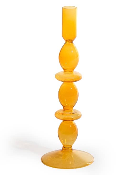 Ljusstake i Orange/Bärnstensfärgat Glas