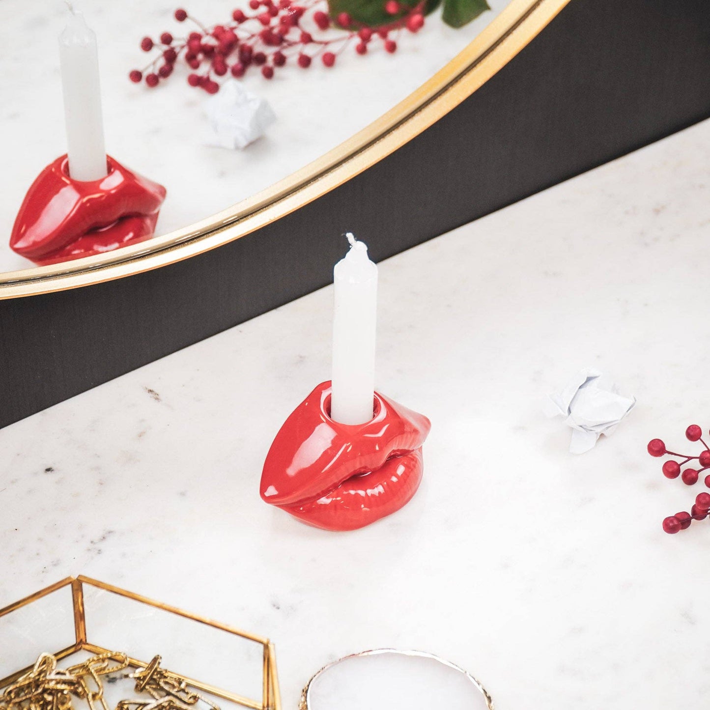 Lip-shaped Candlestick - Red