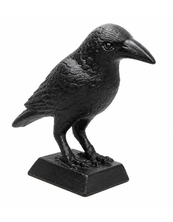 Svart Korp i Gjutjärn – Dekorativt Dörrstopp