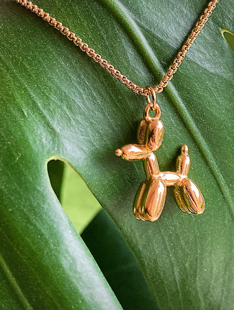 Balloon Dog Jewelry 18K Gold Plated Necklace with Charm