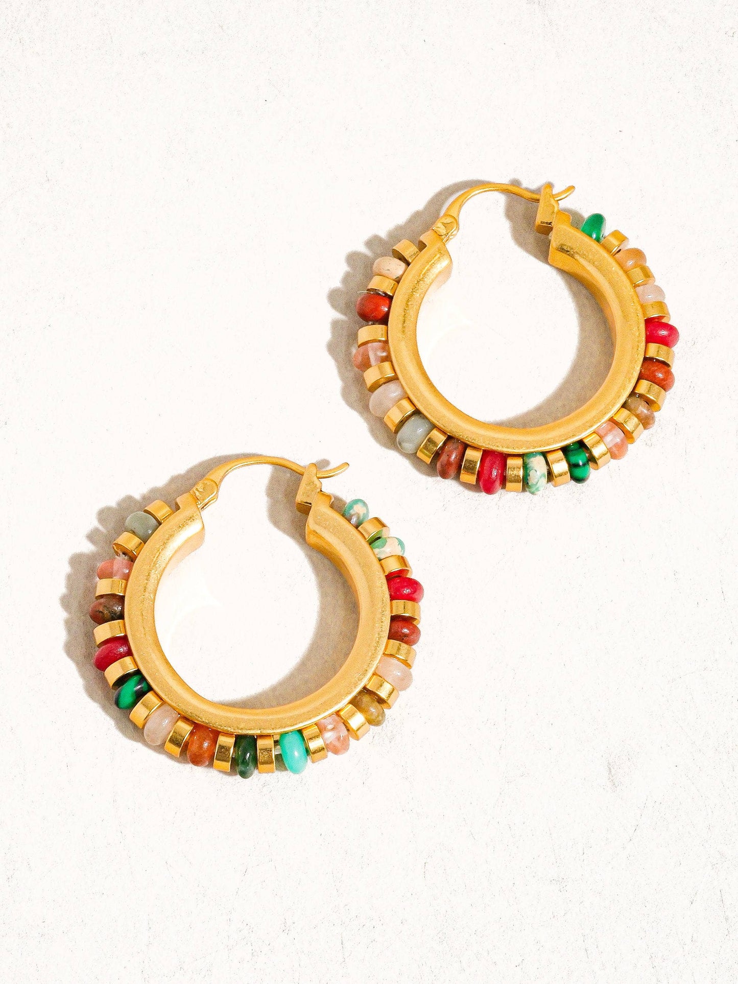Katherine - 18K Gold Plated Pearl Resort Hoop Earrings: Multicolor