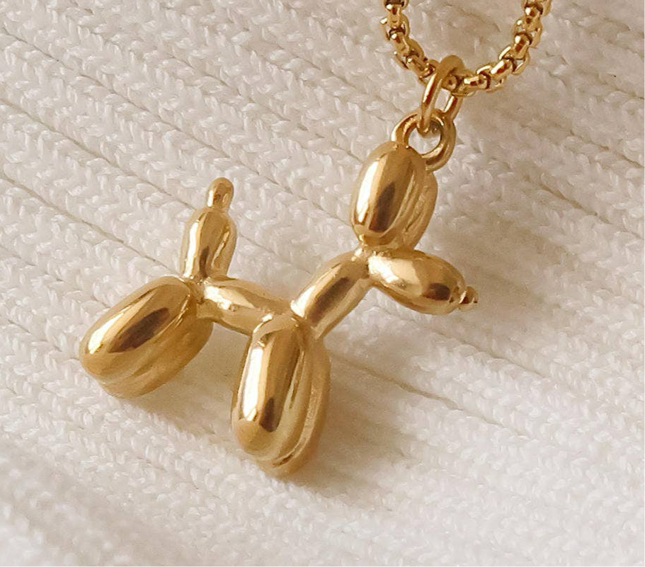 Liten Ballonghund Smycke - 18K Guldpläterat - Halsband med Berlock
