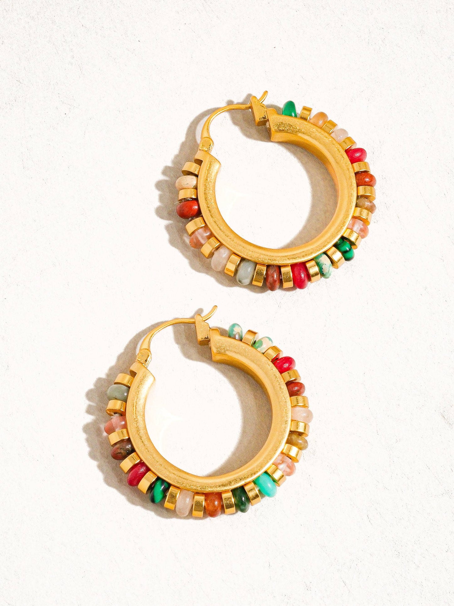 Katherine - 18K Gold Plated Pearl Resort Hoop Earrings: Multicolor