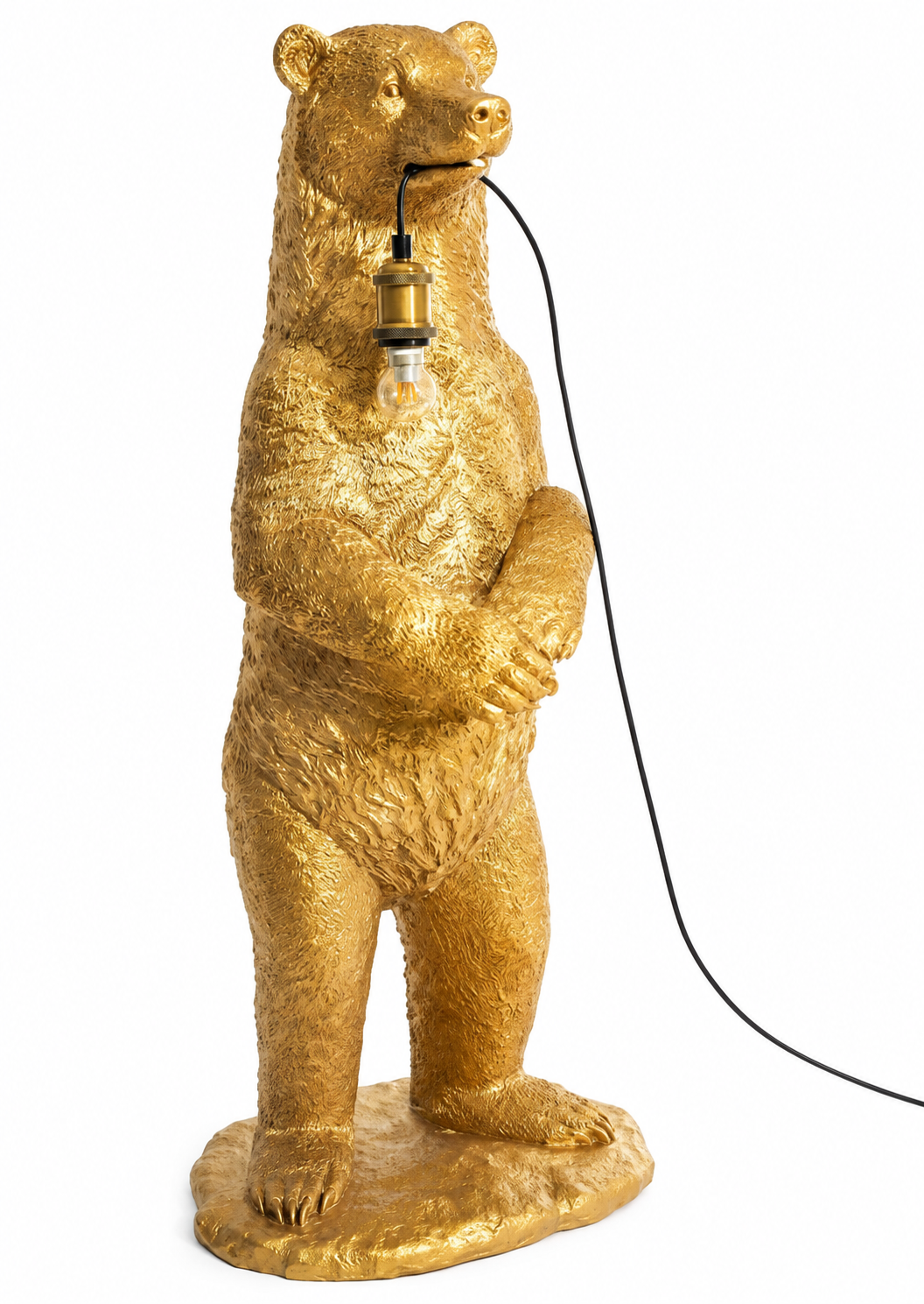 Golvlampa Björn i Antikguld – Skulptural Designlampa