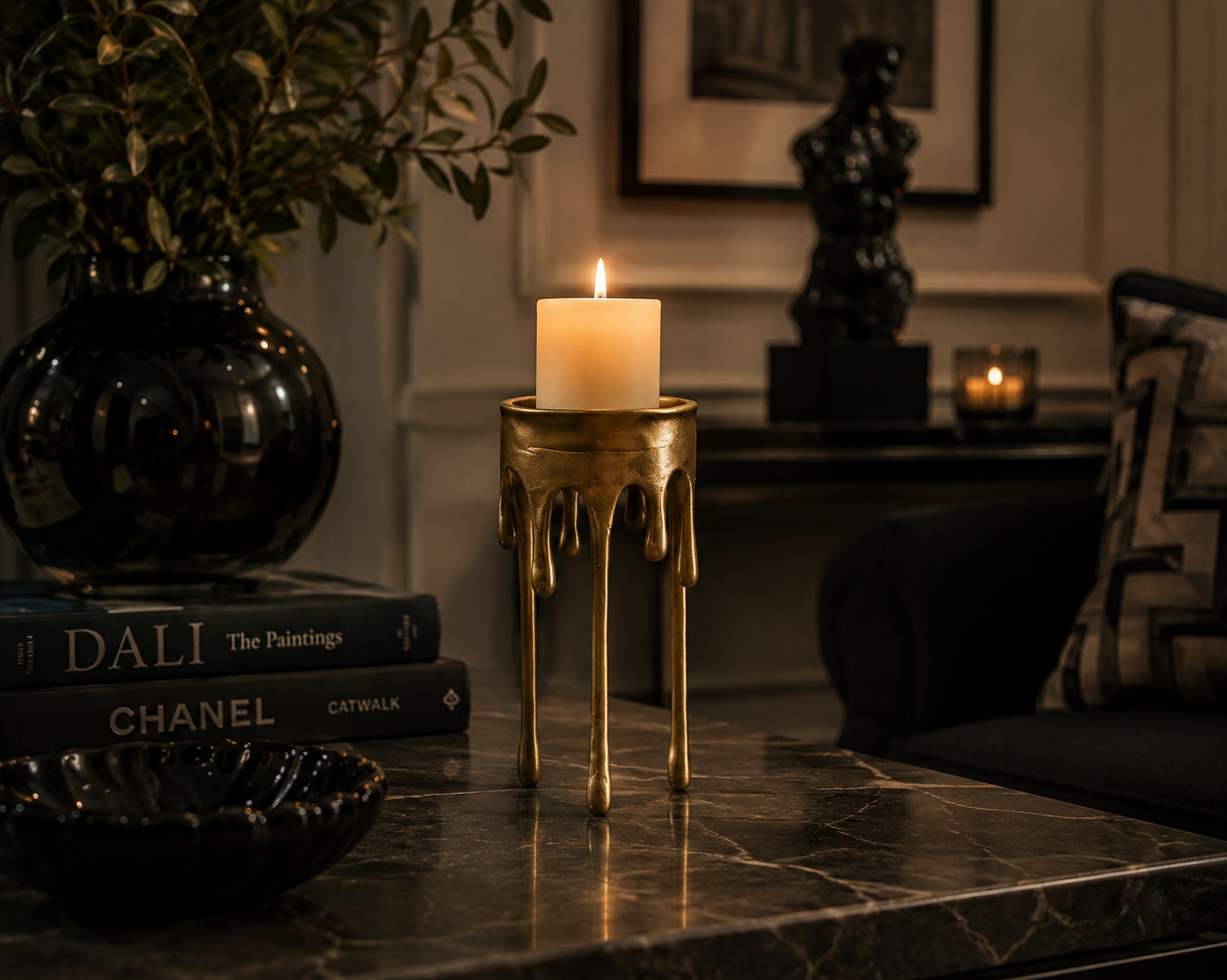 Surrealistisk Stor Ljusstake I Guld – "Dalí" I Aluminium