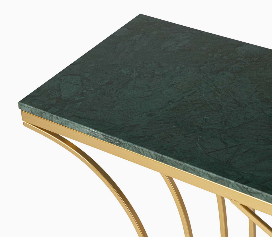 Konsolbord i Grön Marmor & Guld – Elegant Design