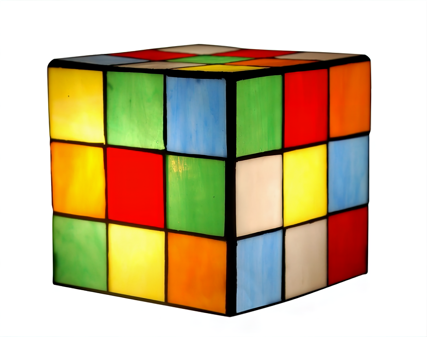 Tiffany-inspired Colorful Rubik's Cube Table Lamp