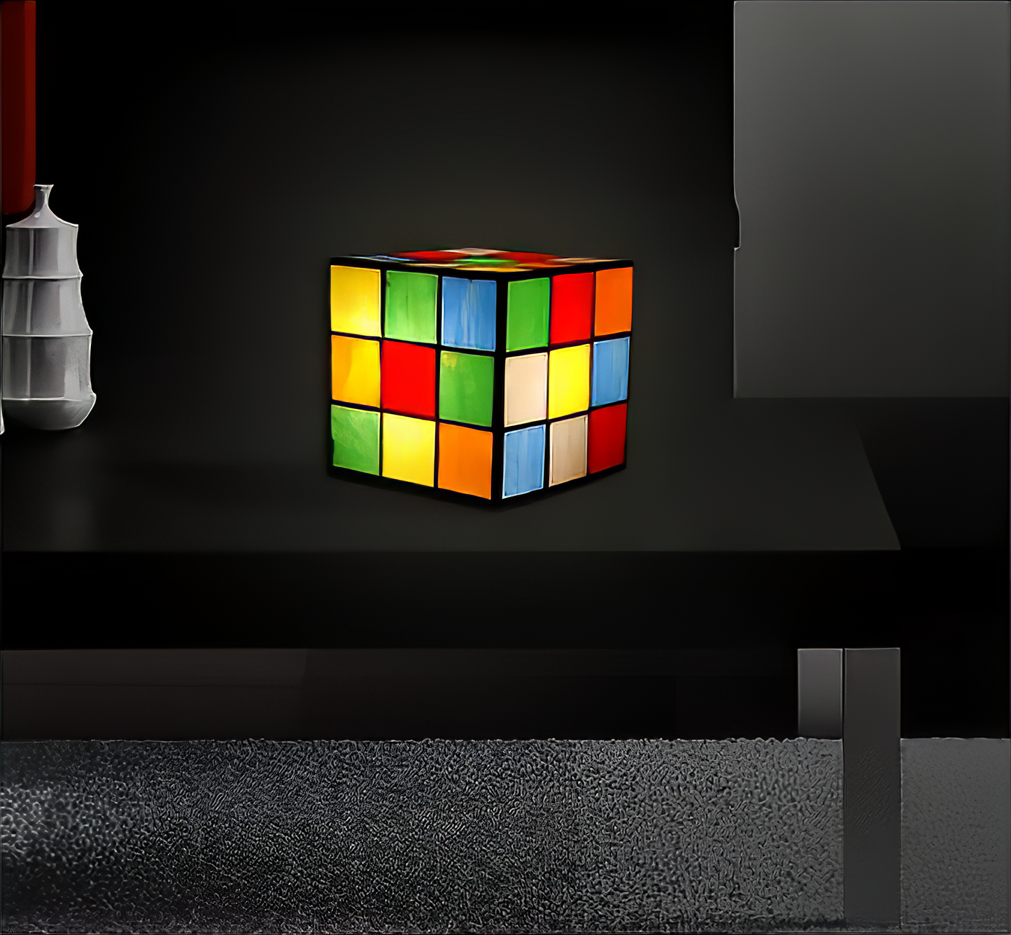 Tiffany-inspired Colorful Rubik's Cube Table Lamp