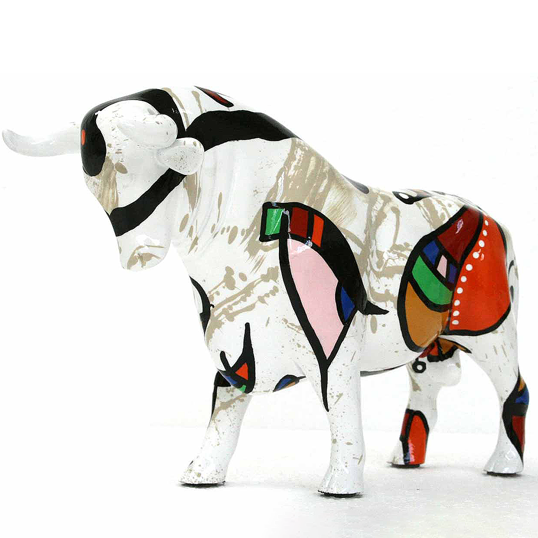 Tjur Hommage á Joan Miró - Handmålad och Numrerad Skulptur med Certifikat