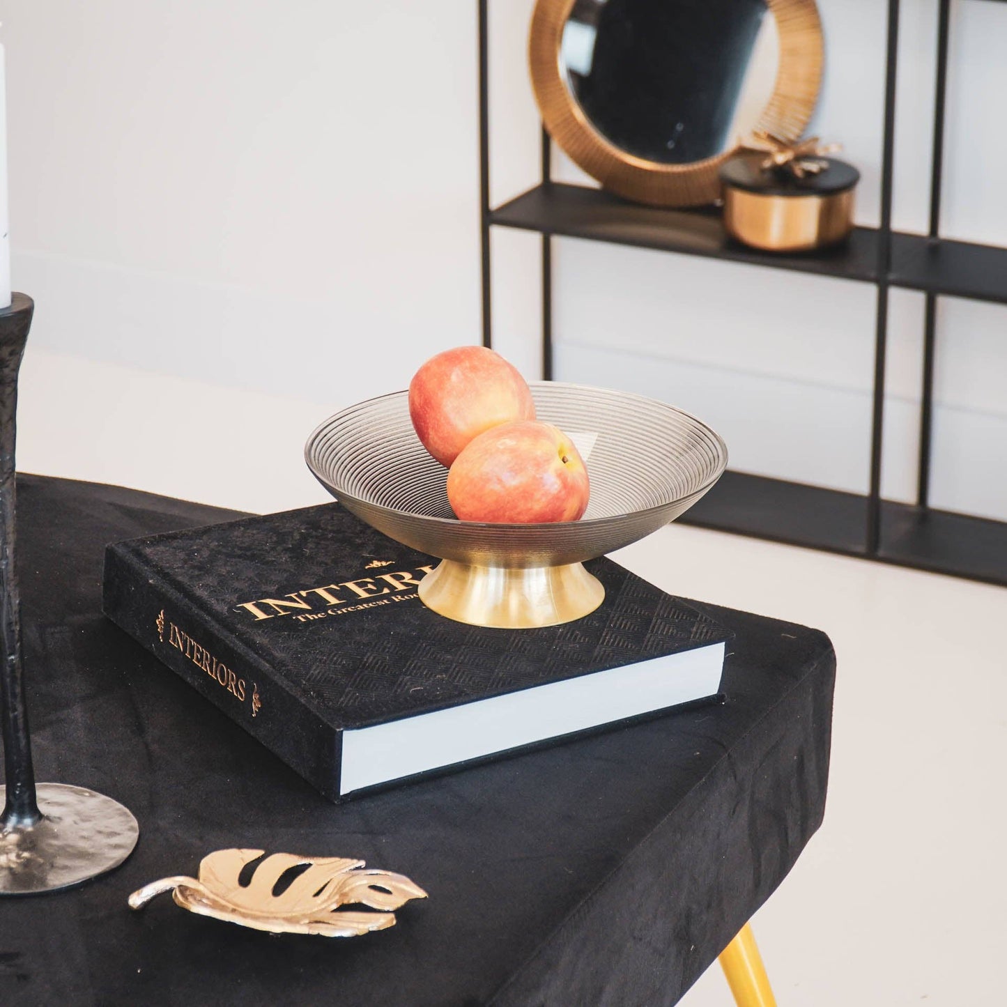 Glass Bowl with Golden Foot