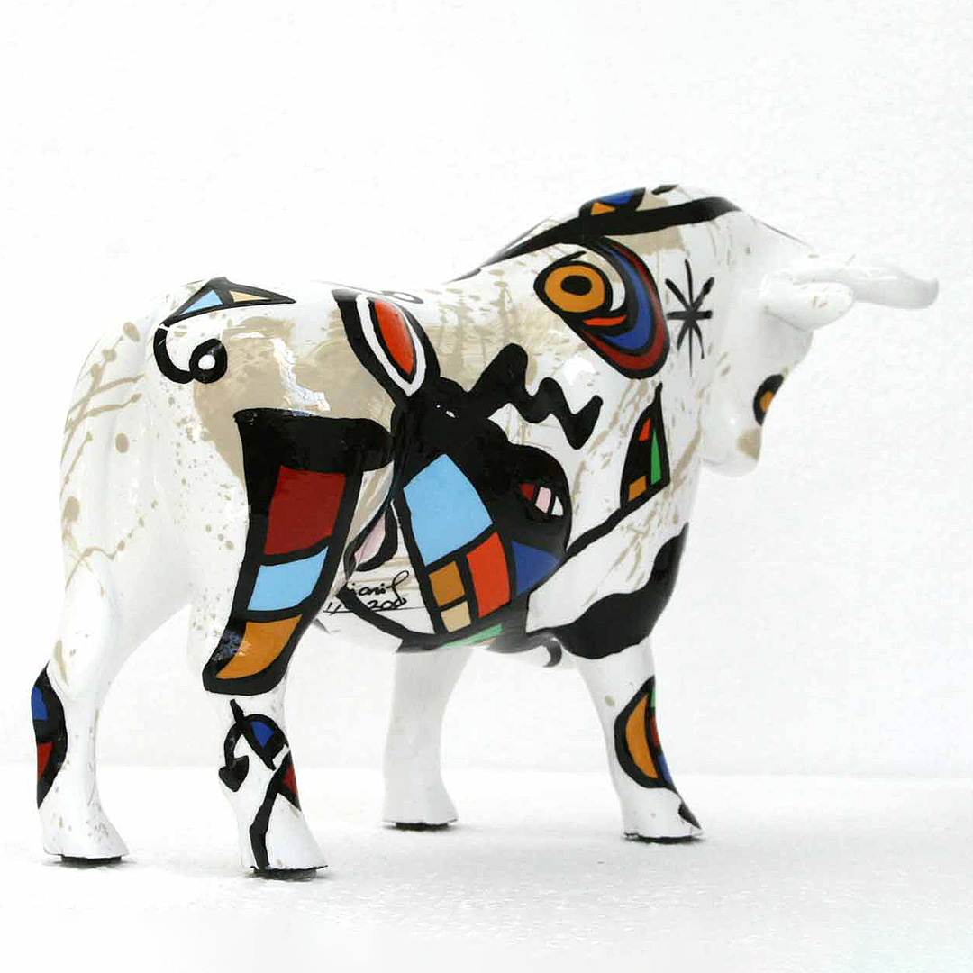 Tjur Hommage á Joan Miró - Handmålad och Numrerad Skulptur med Certifikat