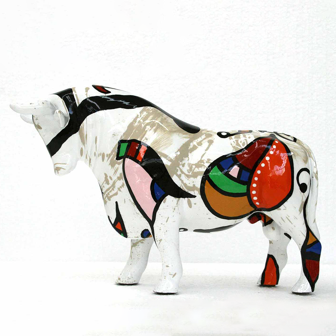Tjur Hommage á Joan Miró - Handmålad och Numrerad Skulptur med Certifikat