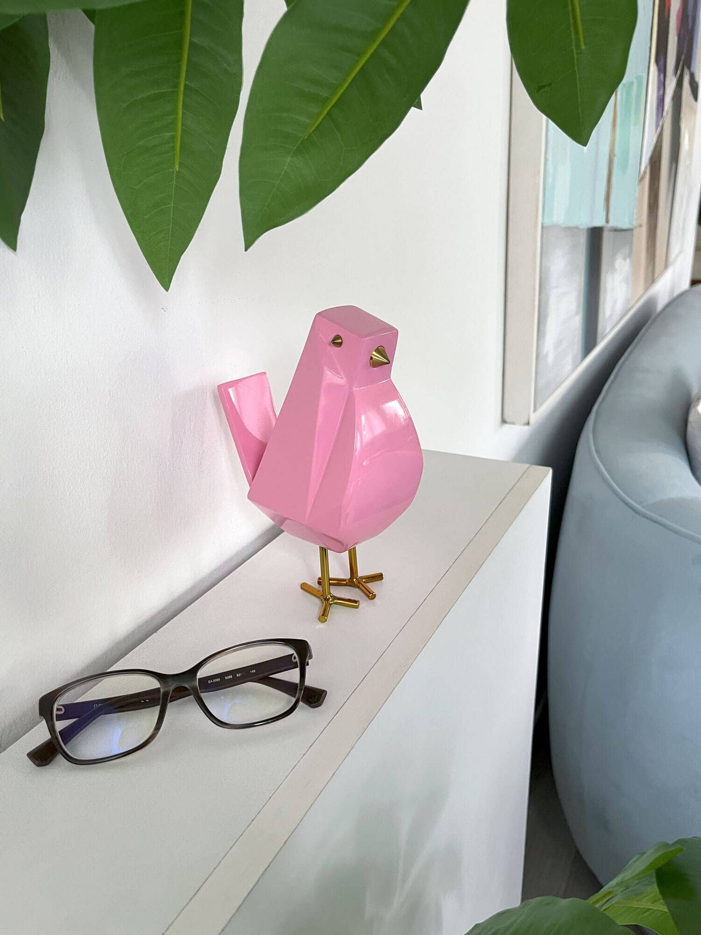 Modern Bird - Sculpture in Lacquered Resin - Pink