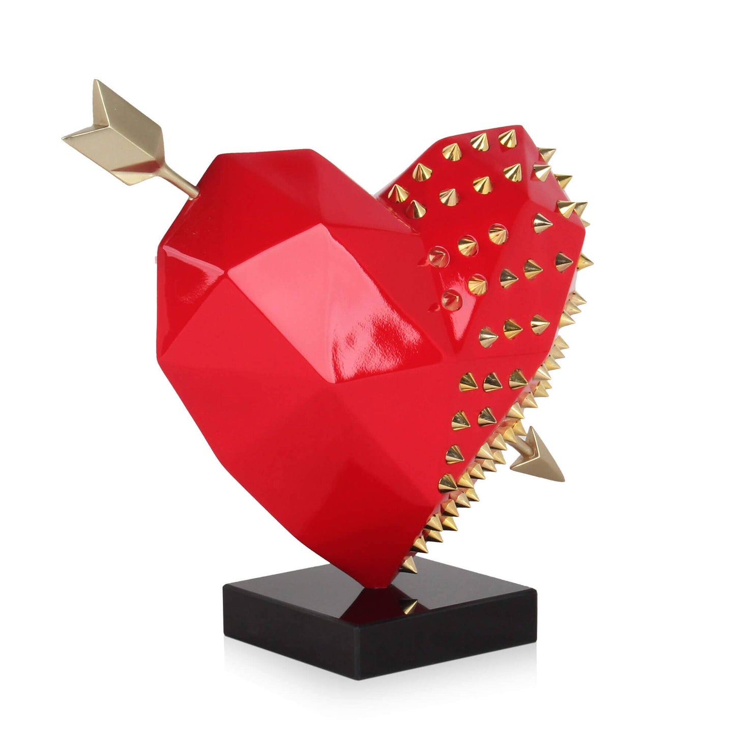 Modern Faceted Sculpture - Heart with marble base