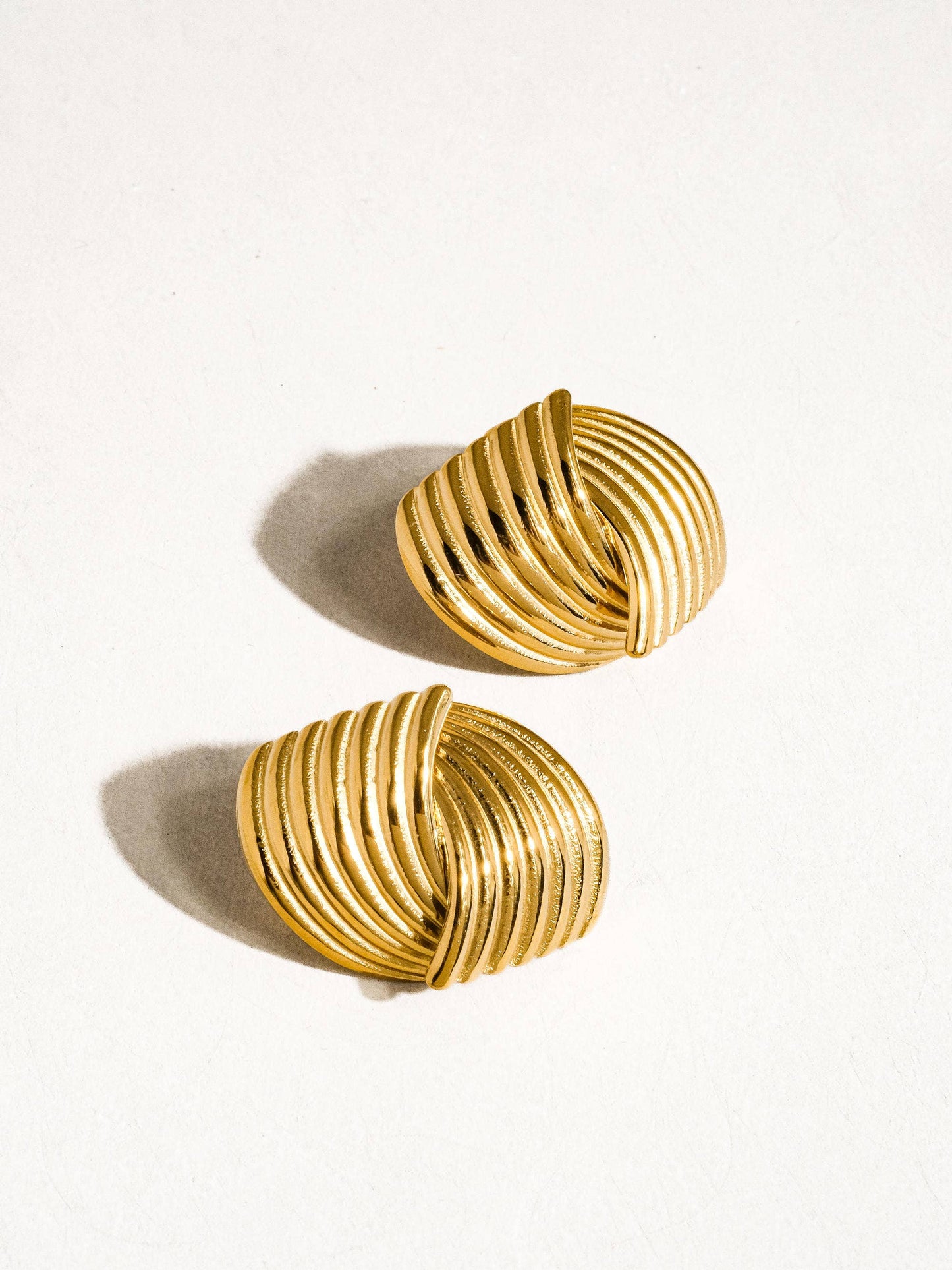 Bella - Wave Pattern Gold Plated Earrings: Gold