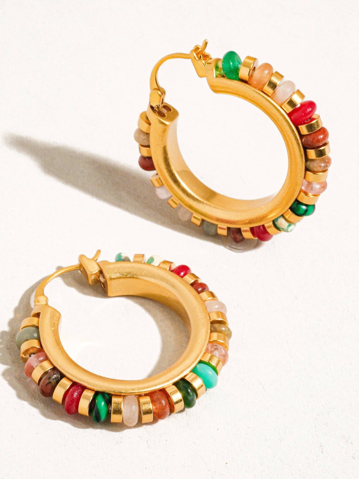 Katherine - 18K Gold Plated Pearl Resort Hoop Earrings: Multicolor