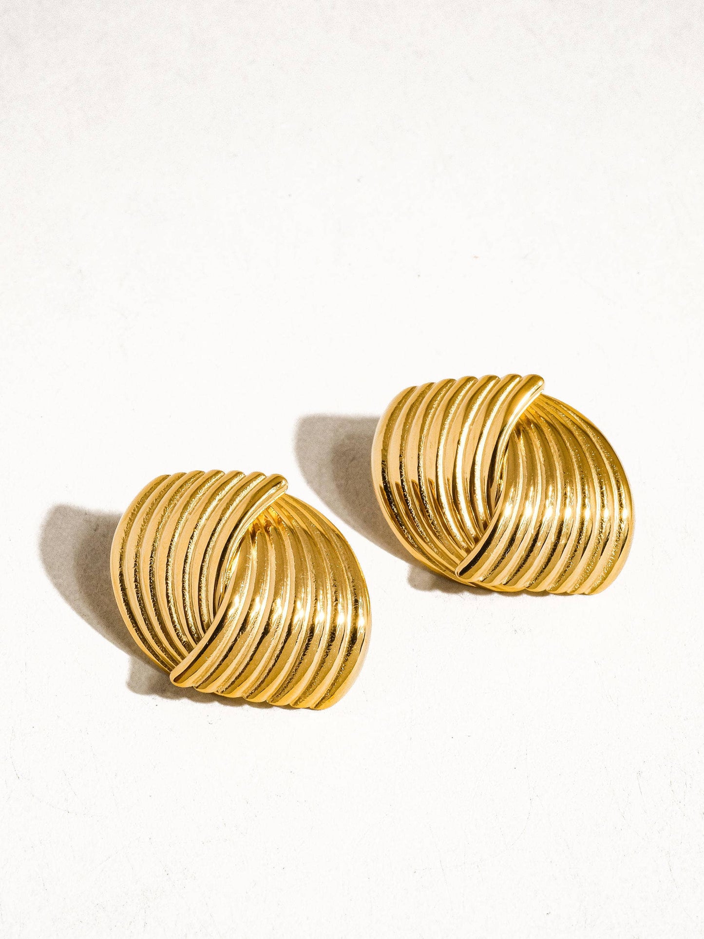 Bella - Wave Pattern Gold Plated Earrings: Gold