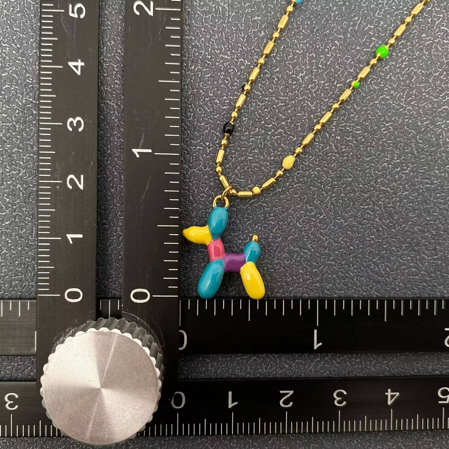Ballonghund Berlock Halsband – 18K Guldpläterat - Färgglad