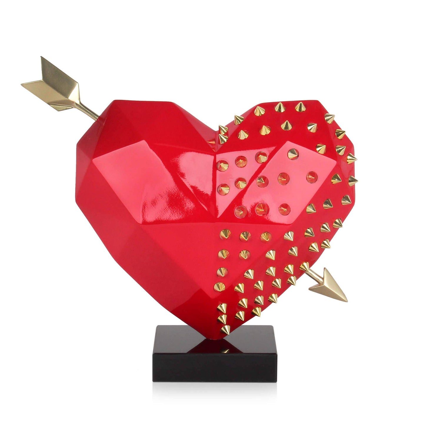 Modern Faceted Sculpture - Heart with marble base