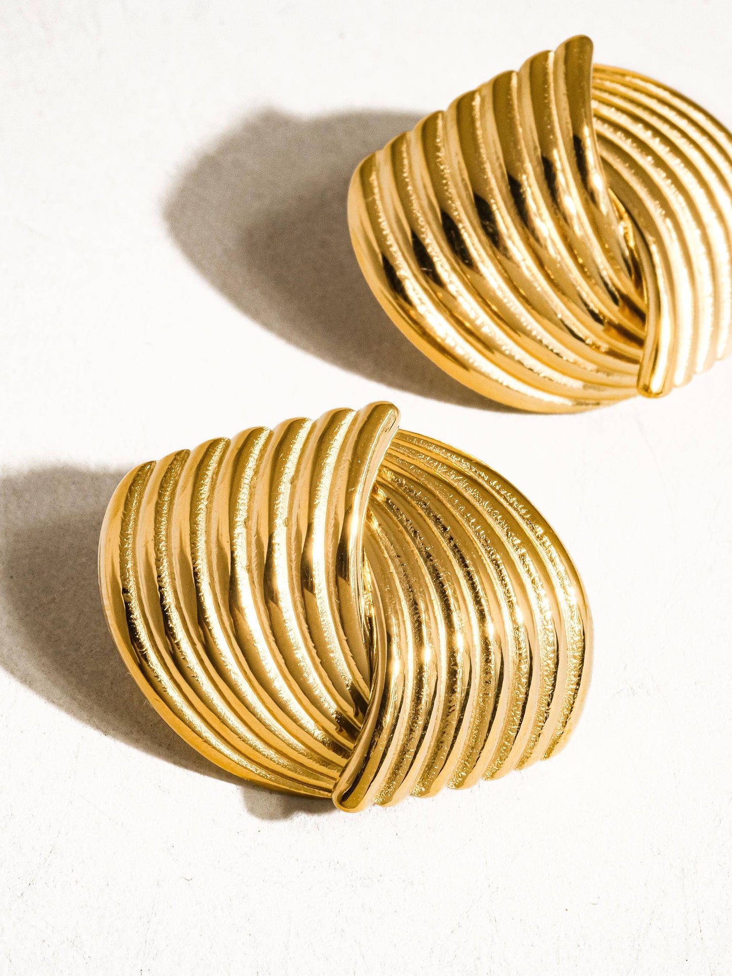 Bella - Wave Pattern Gold Plated Earrings: Gold