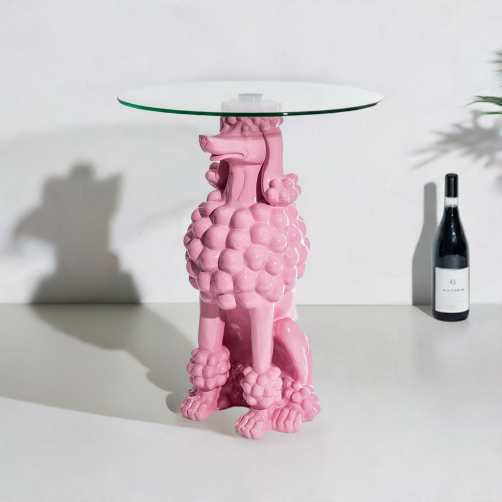 Charming Pink Side Table - Poodle
