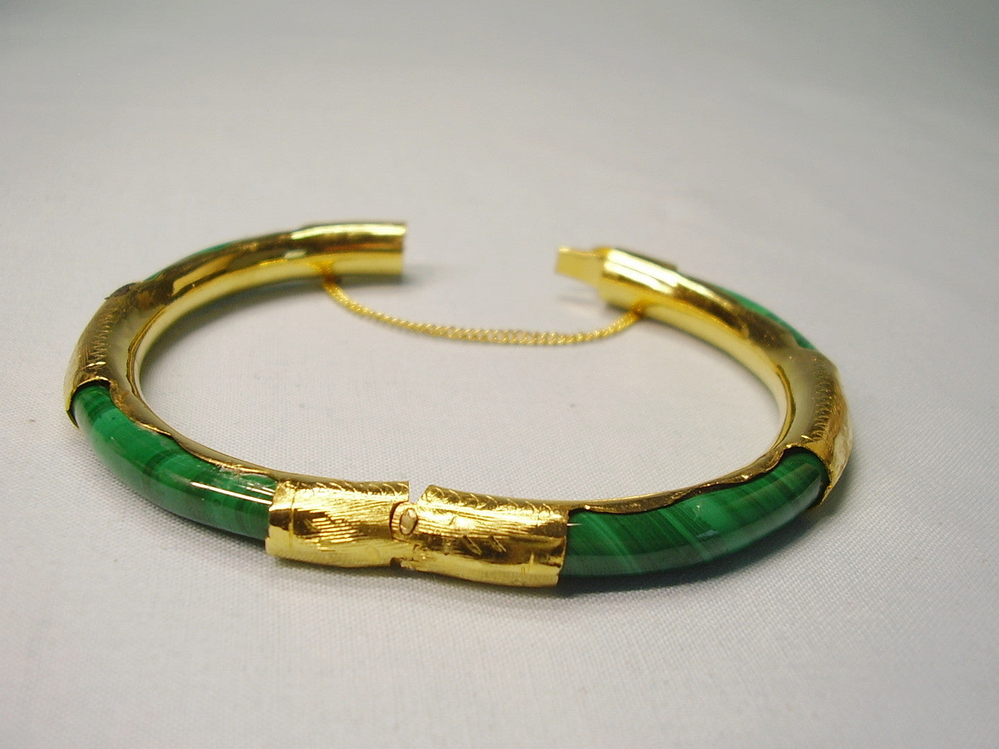 Vintage Bracelet - Malachite and Yellow Metal