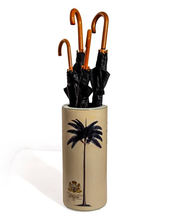 Paraplyställ i Keramik Med Palm och Heraldiskt Emblem