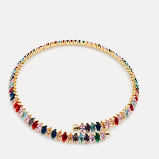 Ophelia - 18K Guldpläterat Flerfärgat Halsband Med Kubisk Zirkonia