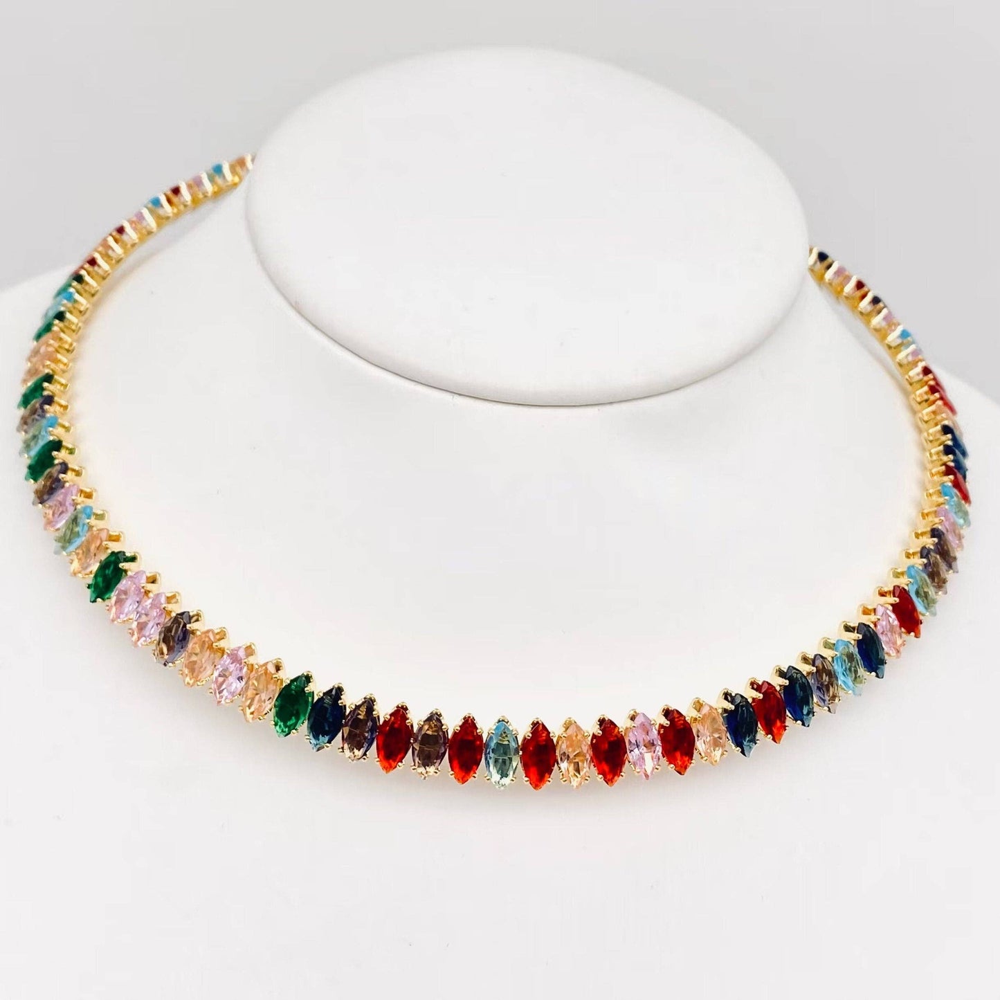 Ophelia - 18K Guldpläterat Flerfärgat Halsband Med Kubisk Zirkonia