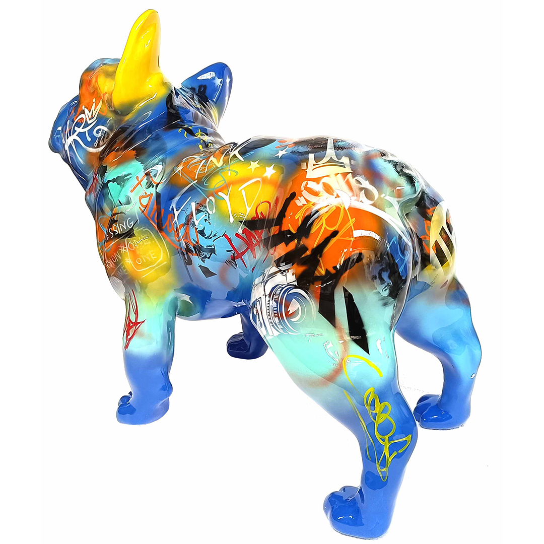 Fransk Bulldog (M) med Pop - Handmålad och Numrerad Skulptur med Certifikat