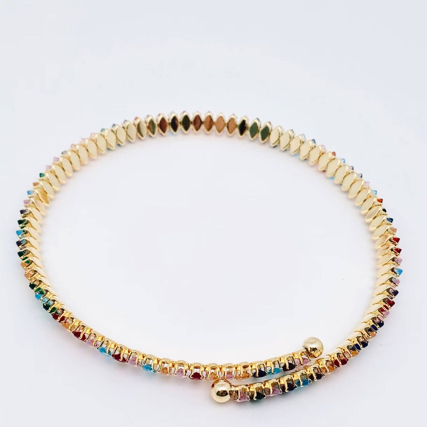 Ophelia - 18K Guldpläterat Flerfärgat Halsband Med Kubisk Zirkonia