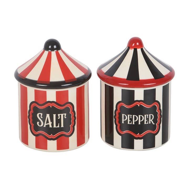 Salt- och Pepparkar Som Randiga Cirkustält – Set om 2