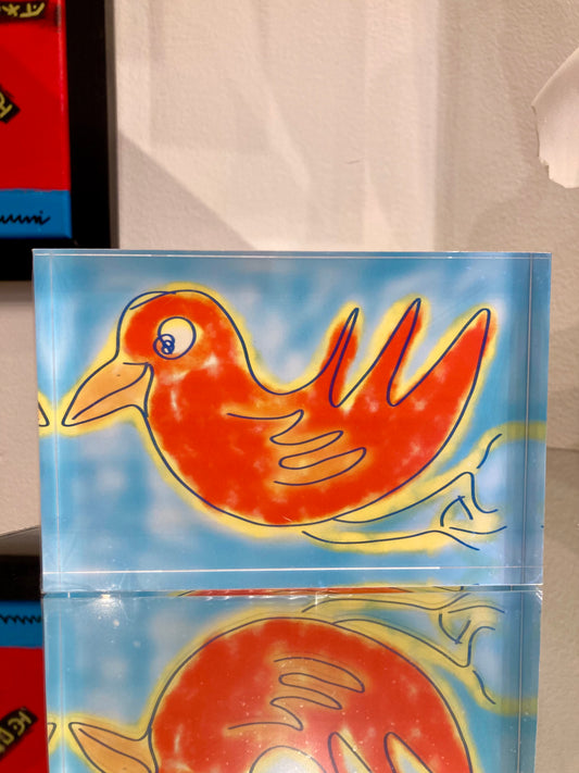 Acrylic glass block - Bird - Gina Cinnamoni