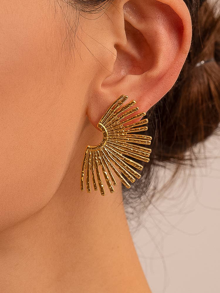 Teresa - 18K Gold Plated Sunburst Earrings: Gold