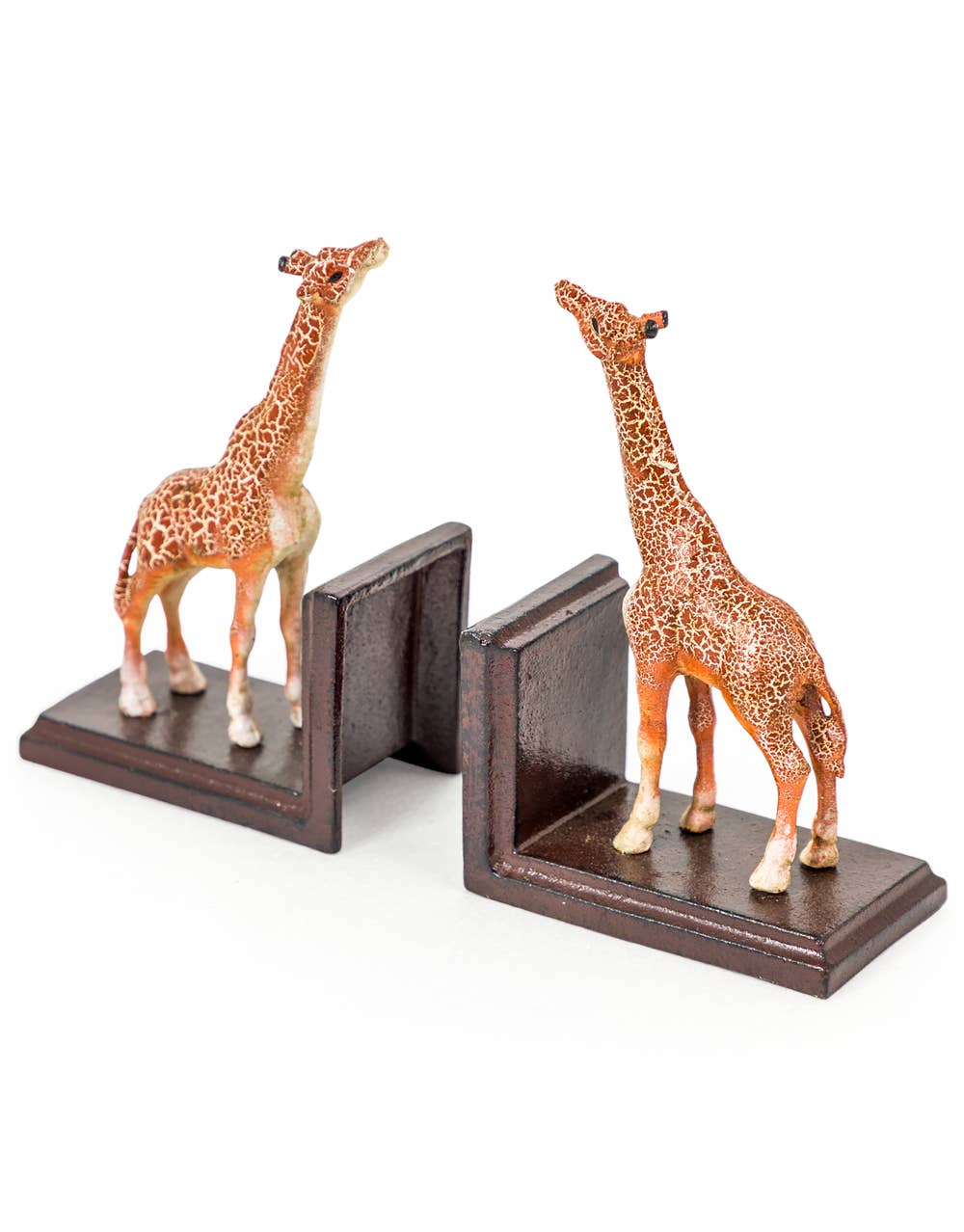 Antikbehandlade Bokstöd Med Giraffer i Gjutjärn – Set om 2
