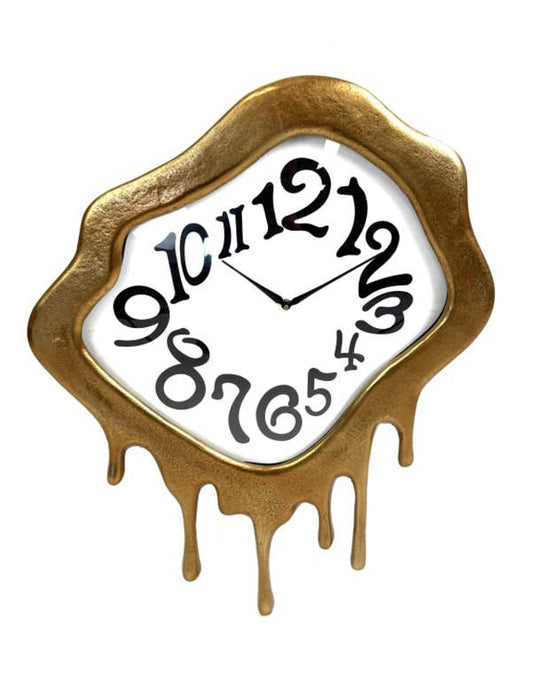 Väggklocka - "Dali" - Droppande Klocka, Guld, Aluminium