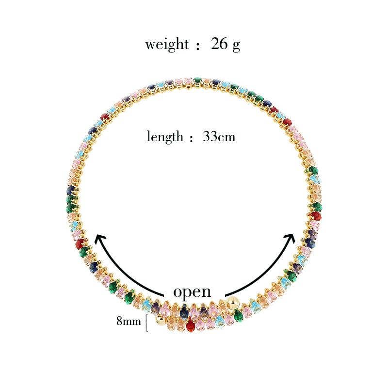 Ophelia - 18K Guldpläterat Flerfärgat Halsband Med Kubisk Zirkonia