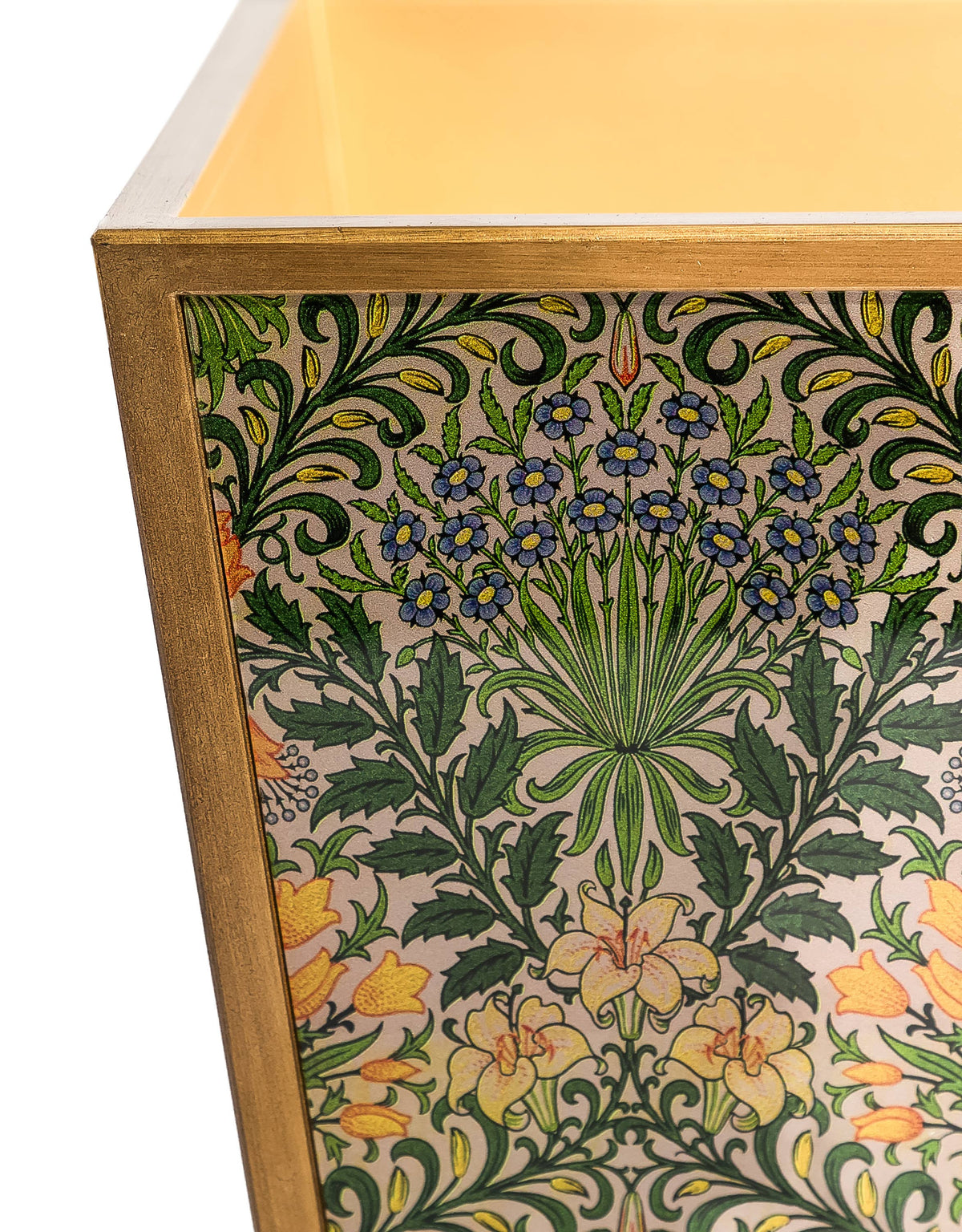 Dekorativ Papperskorg Med Botaniskt Blommönster och Guldram