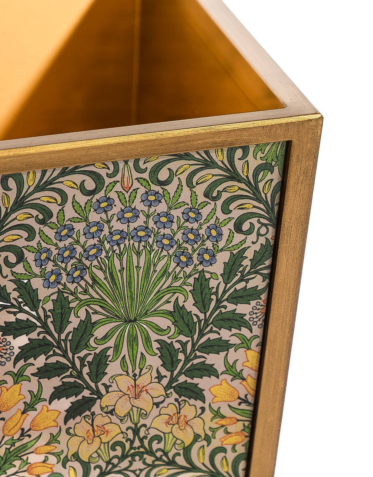 Dekorativ Papperskorg Med Botaniskt Blommönster och Guldram