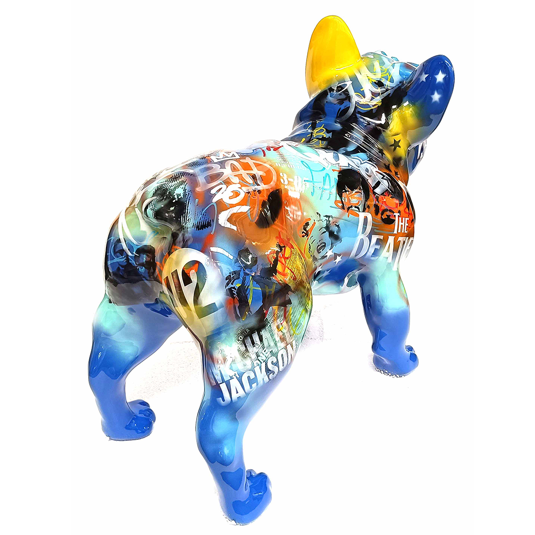 Fransk Bulldog (M) med Pop - Handmålad och Numrerad Skulptur med Certifikat