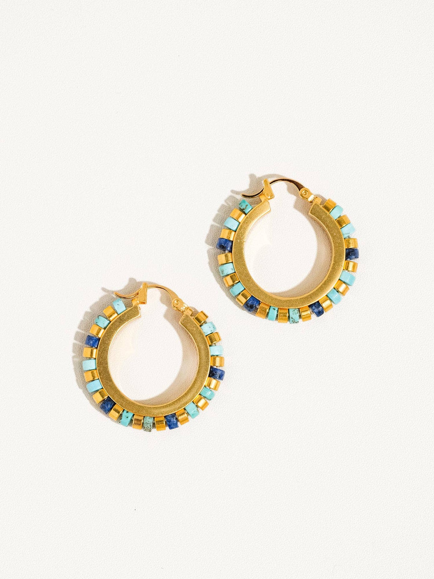 Miranda - 18K Gold Plated Hoop Earrings With Blue And Gold Details