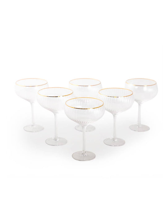 Champagneglas Coupe Med Guldkant – Set Om 6