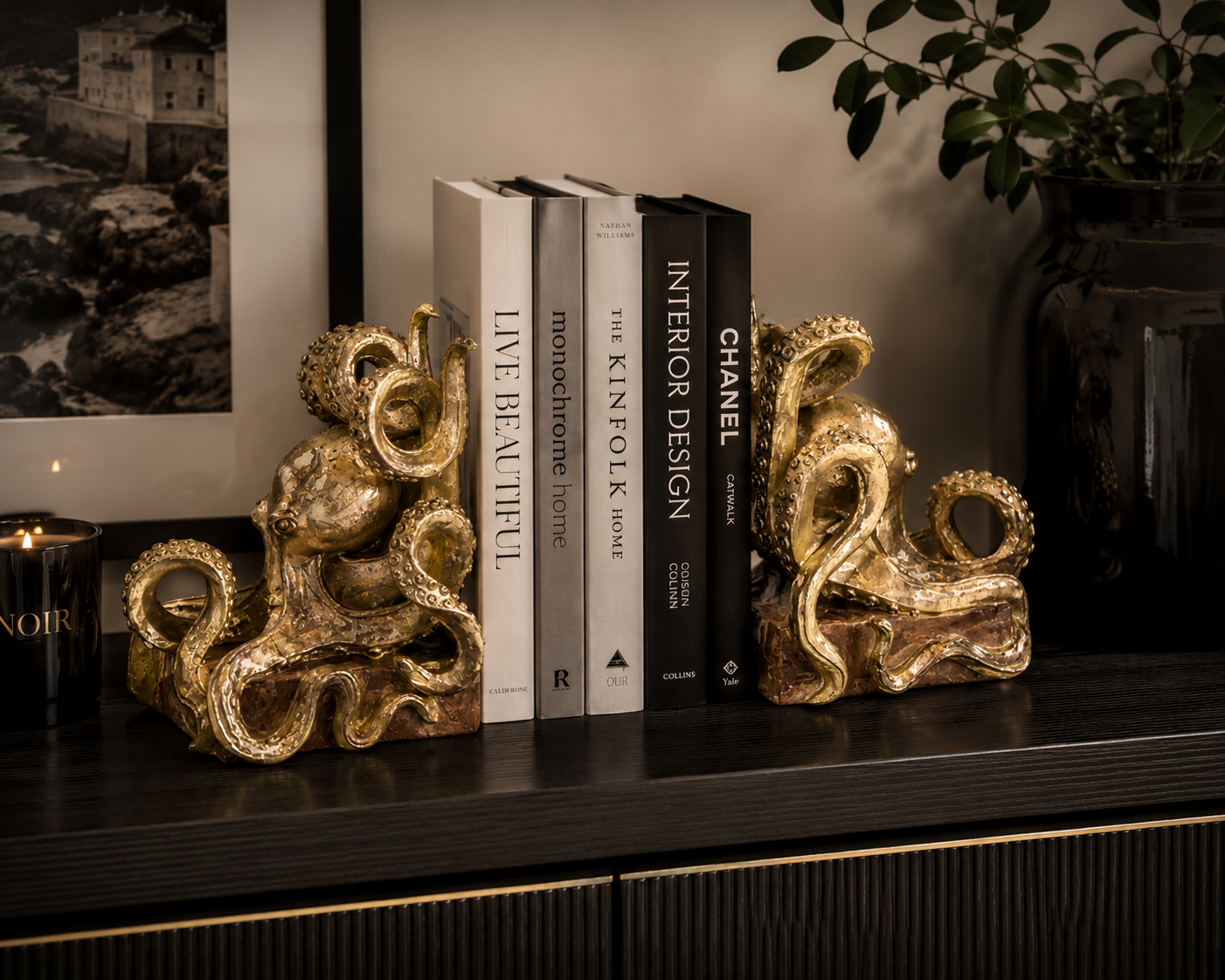 Octopus Bookend - Pair - Gold