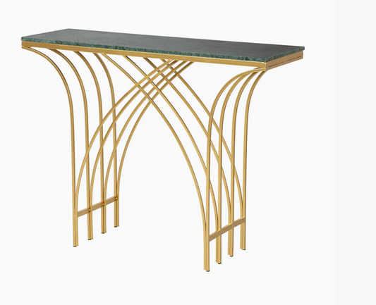 Konsolbord i Grön Marmor & Guld – Elegant Design